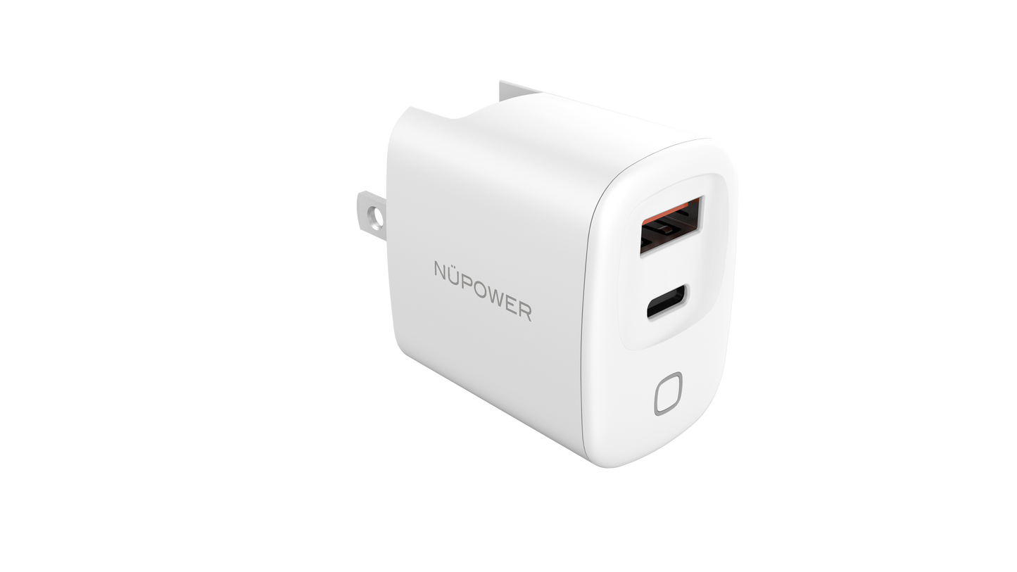 NüPower 30W Dual Port Fast Charging Wall Charger USB-A and USB-C