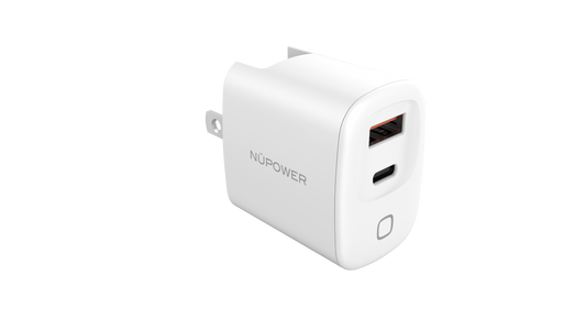 NüPower 30W Dual Port Fast Charging Wall Charger USB-A and USB-C